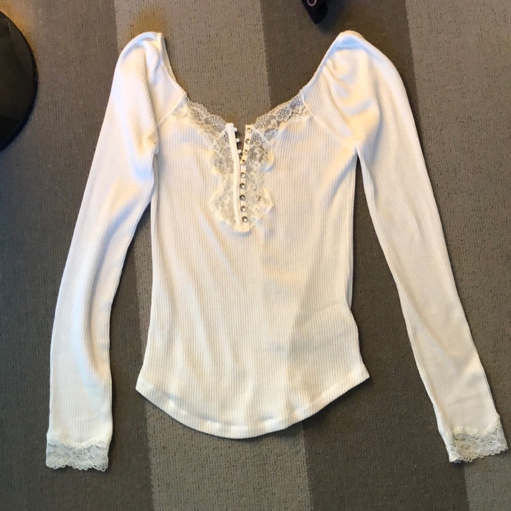 Free People Long Sleeve White Shirt!